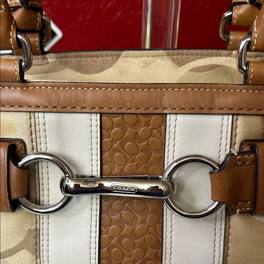 Coach Brown and Cream Shoulder Bag